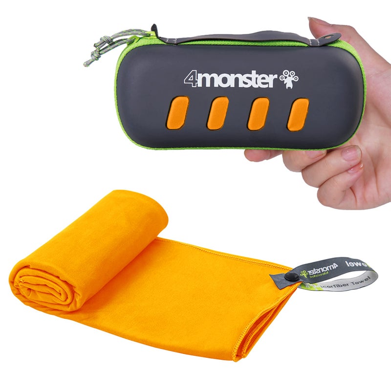 4Monster Microfiber Towel, Travel Towel, Camping Towel, Fast Drying, Soft Light Weight, Suitable for Gym, Beach, Swimming, Backpacking and More (Orange, Large (26 x 55.1 inches)) - Image 1